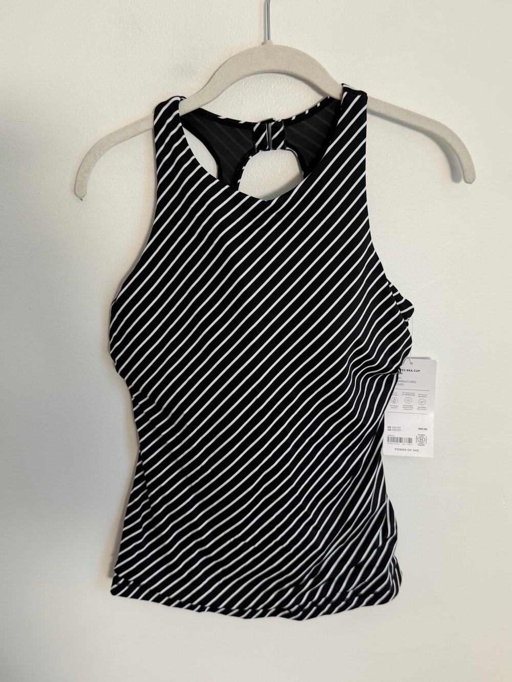 Athleta Black/White Stripe Maldives Tankini Top